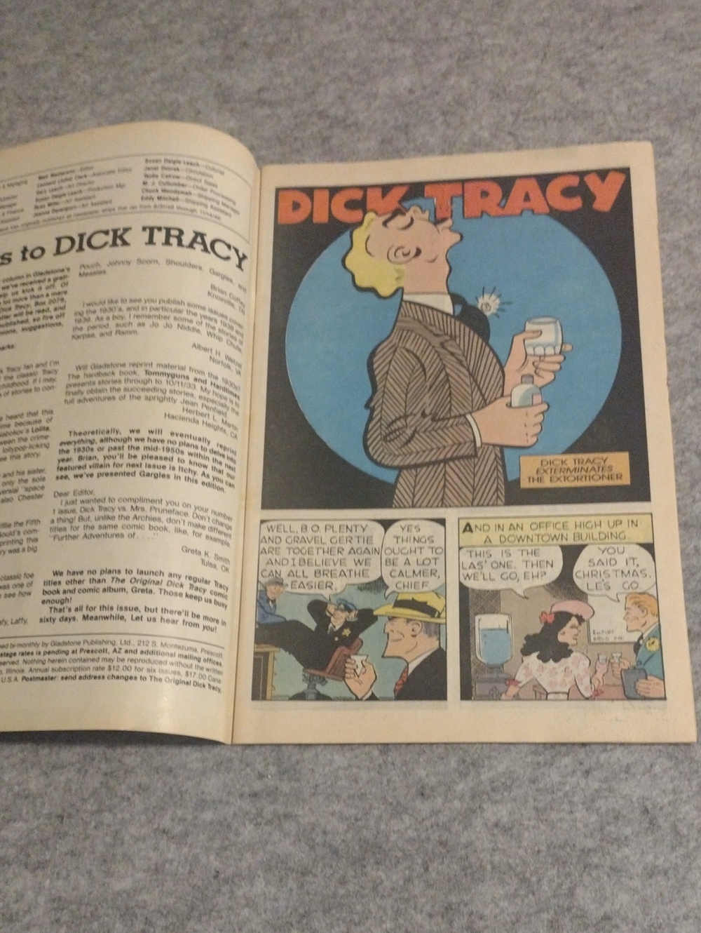 Vintage Comic Book. Dick Tracy The Original - Blue and Tan Artwork